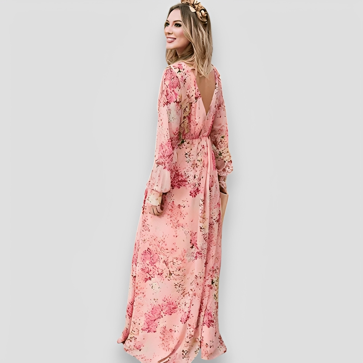Elanisse - Vestido Maxi con Cuello en V Elegante