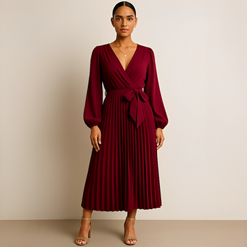 Naomi - Vestido Elegante con Pliegues y Escote Cruzado en V