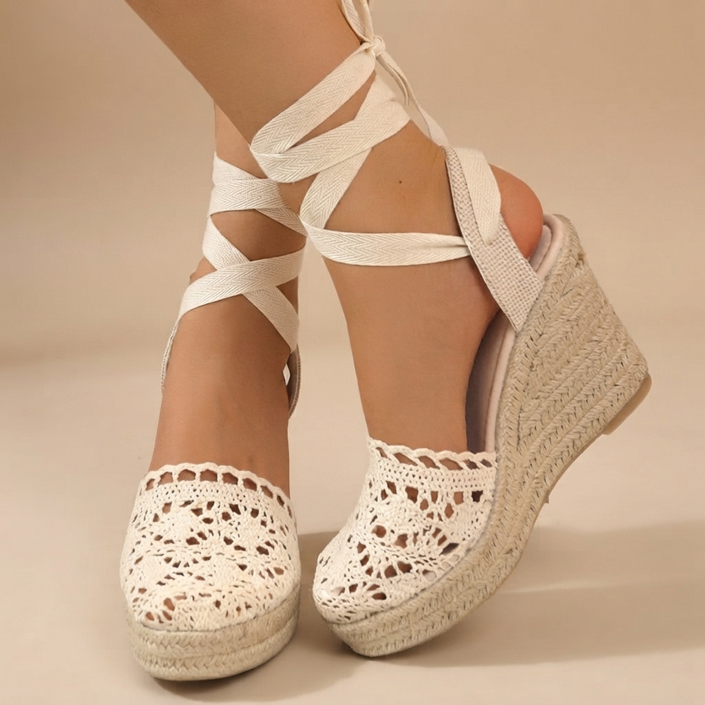 Jeanede - Sandalias Elegantes de Plataforma con Cordones