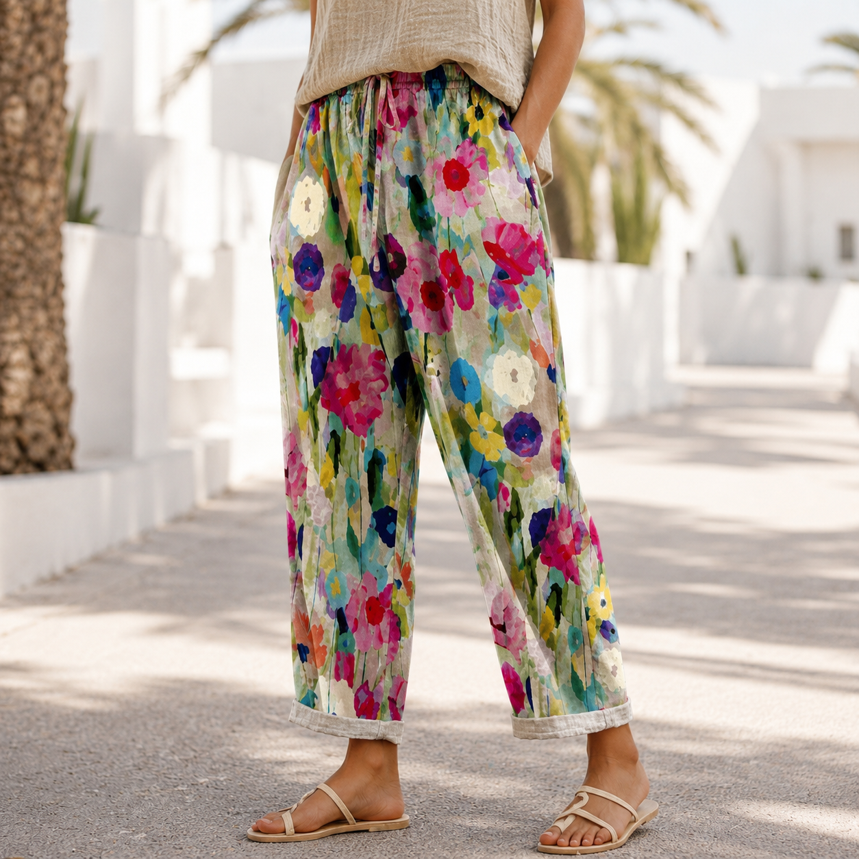 Kheyri - Pantalones Ligeros con Estampado Floral