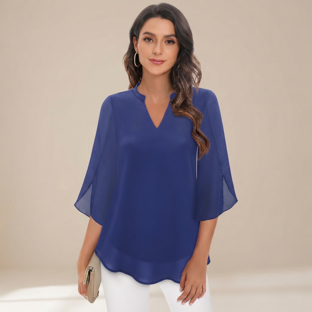 Arsine - Blusa Elegante de Corte Suelto con Cuello en V