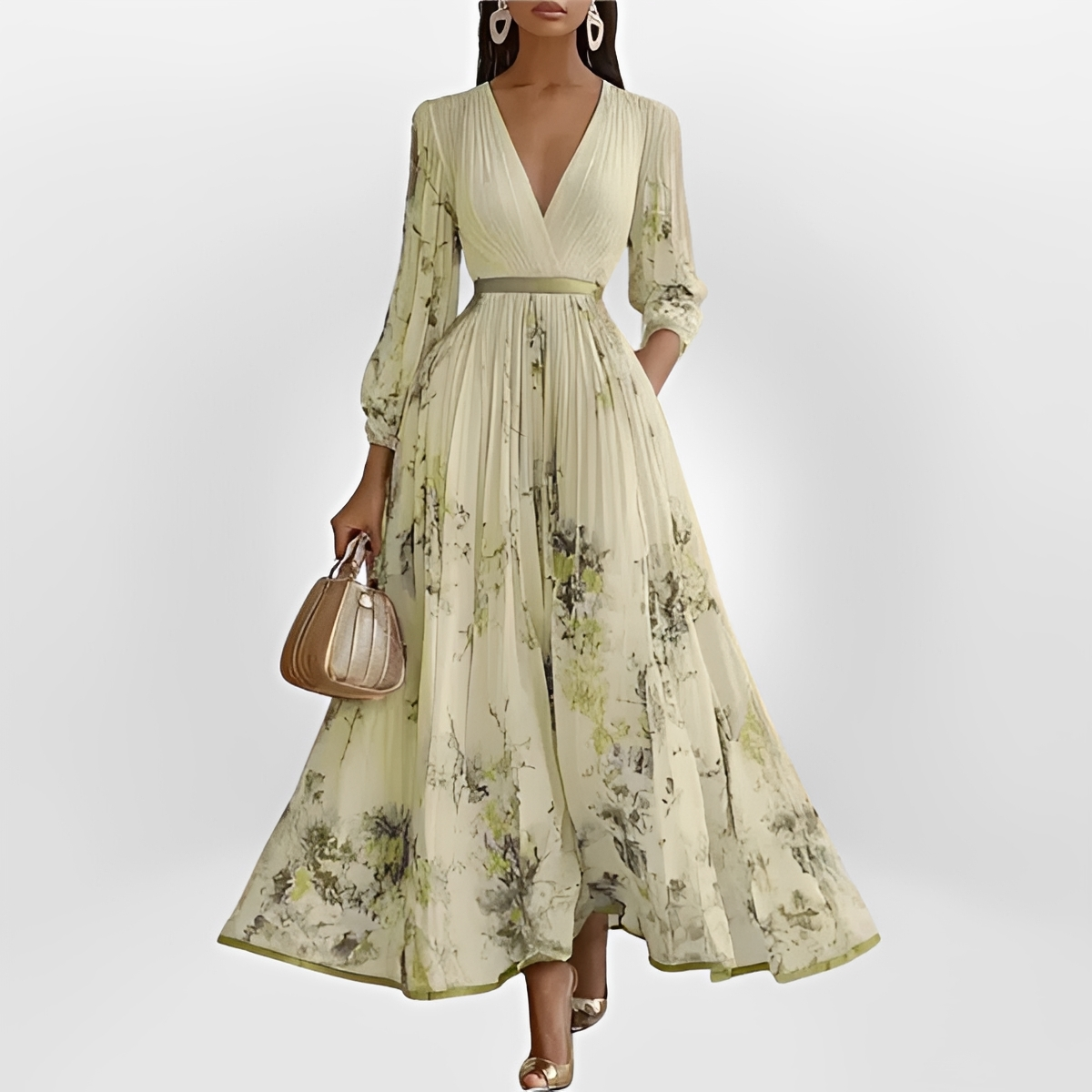 Klarise - Vestido Elegante de Cuello en V Cruzado
