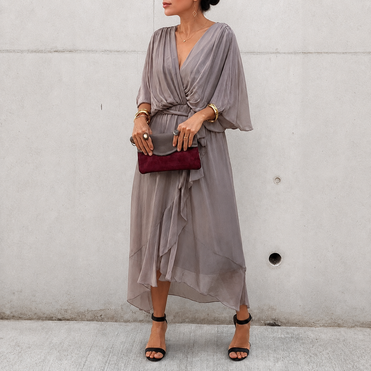 Jescah - Vestido Elegante con Mangas Murciélago