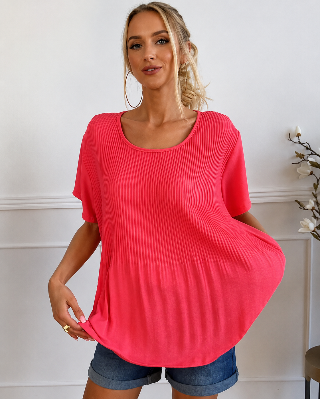 Rainelda - Blusa Plisada Elegante