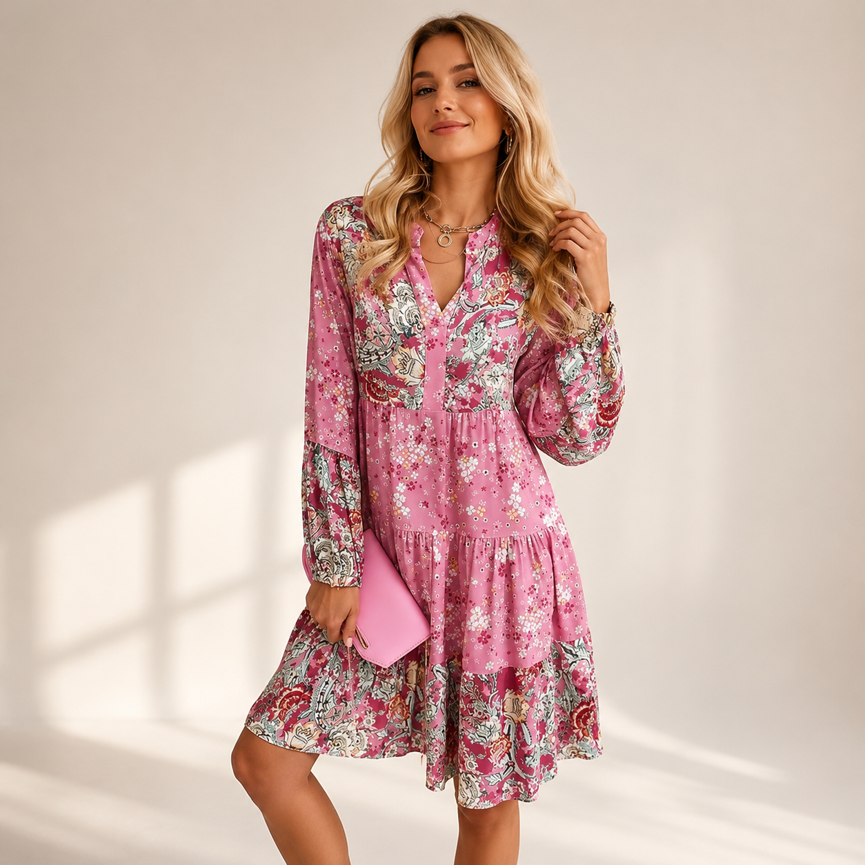 Jarnesha - Vestido Midi con Cuello en V Estiloso