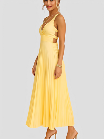 Anjanae - Vestido Elegante con Pliegues y Cuello en V