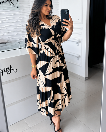 Agathe - Vestido Midi Elegante con Cuello en V