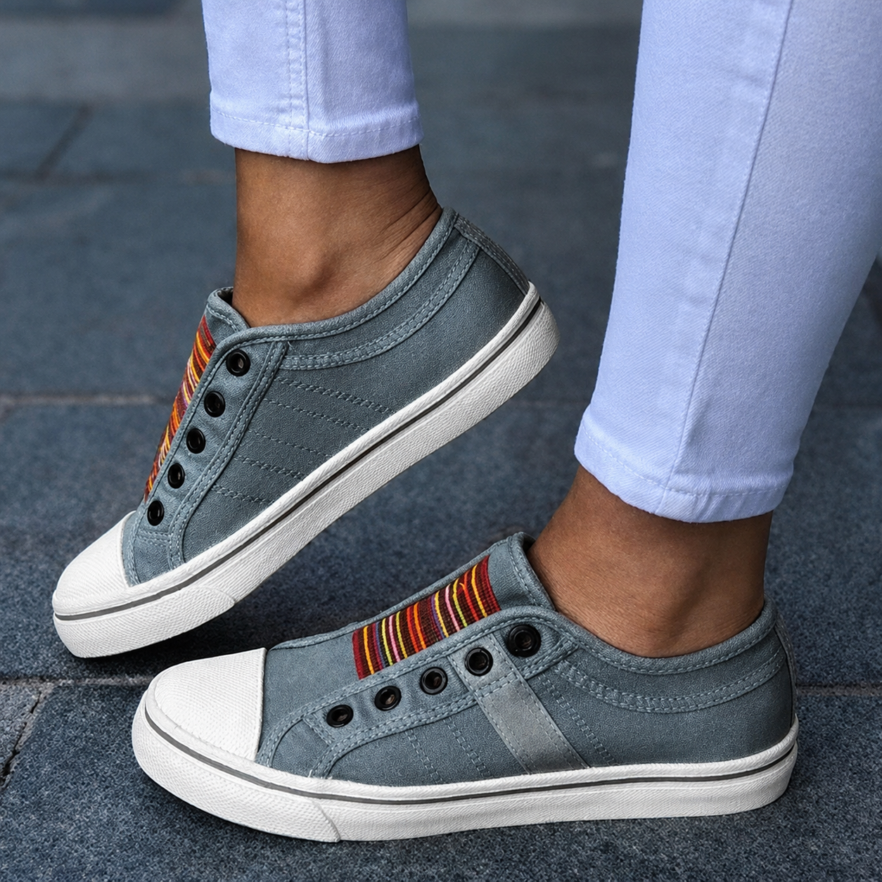 Jorrie - Zapatillas Clásicas de Lona con Elástico