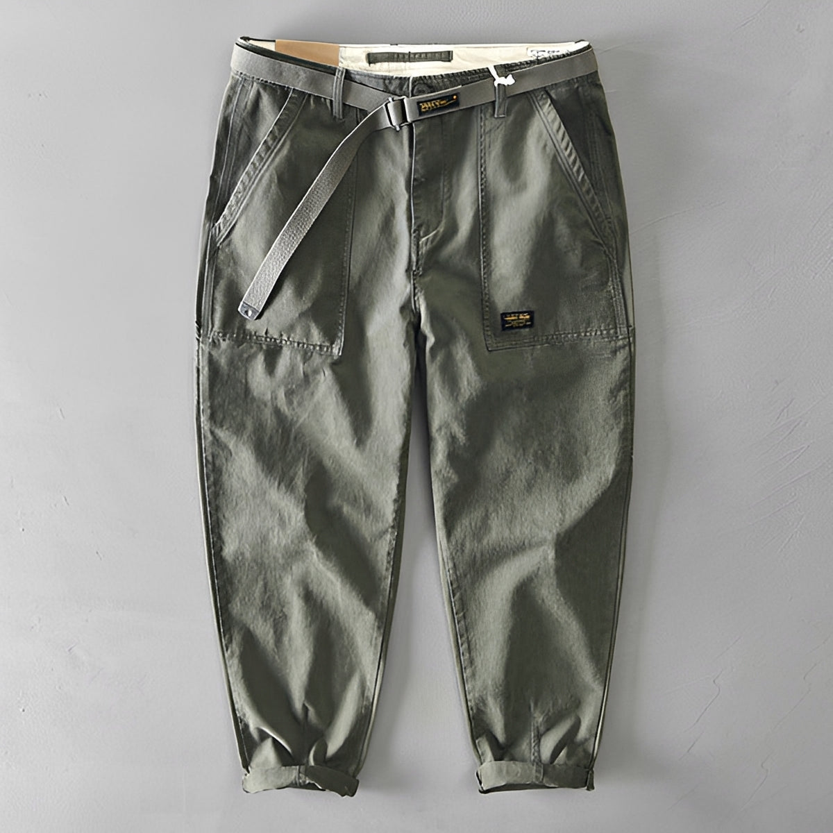 Jeoffrey - Pantalones Casuales con Cinturón y Corte Suelto