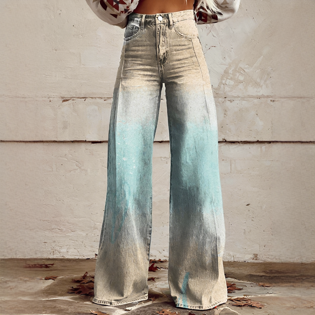 Shelley - Jeans Casuales de Pierna Ancha Estampados