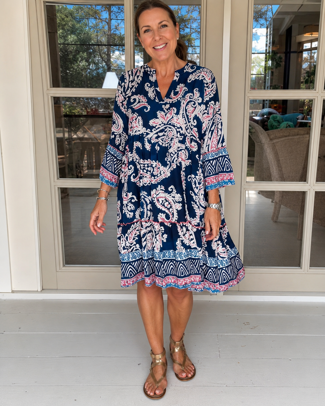 Mélanie - Vestido Midi Elegante con Cuello en V