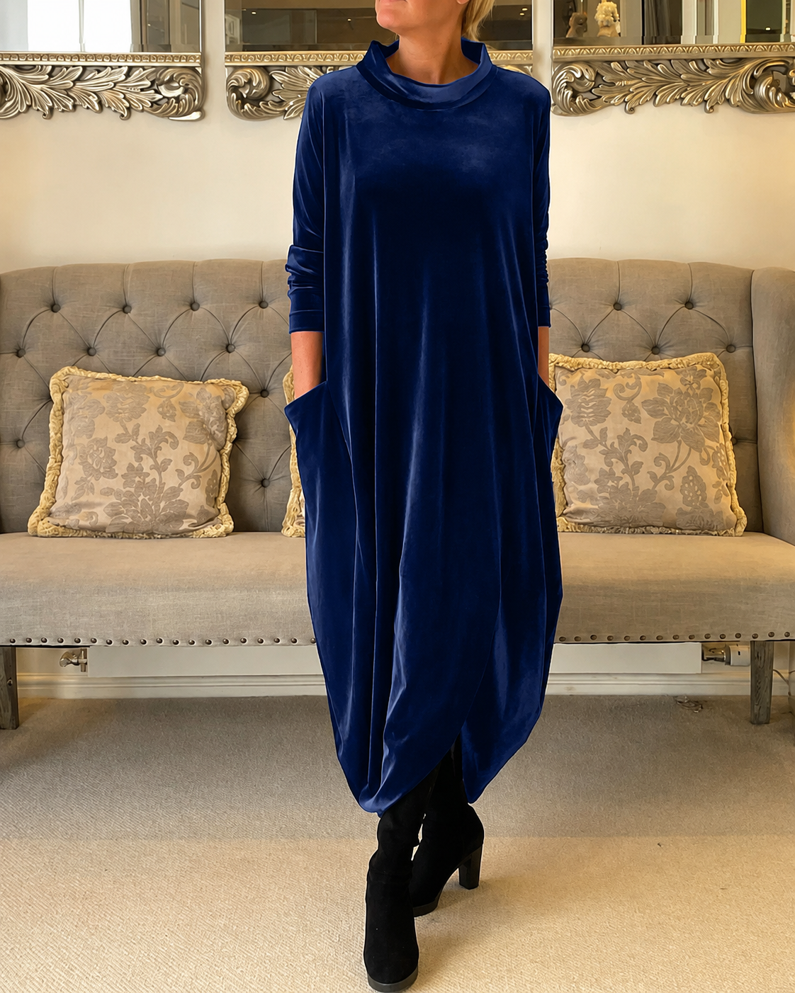 Zalinia - Elegante Vestido con Cuello Redondo