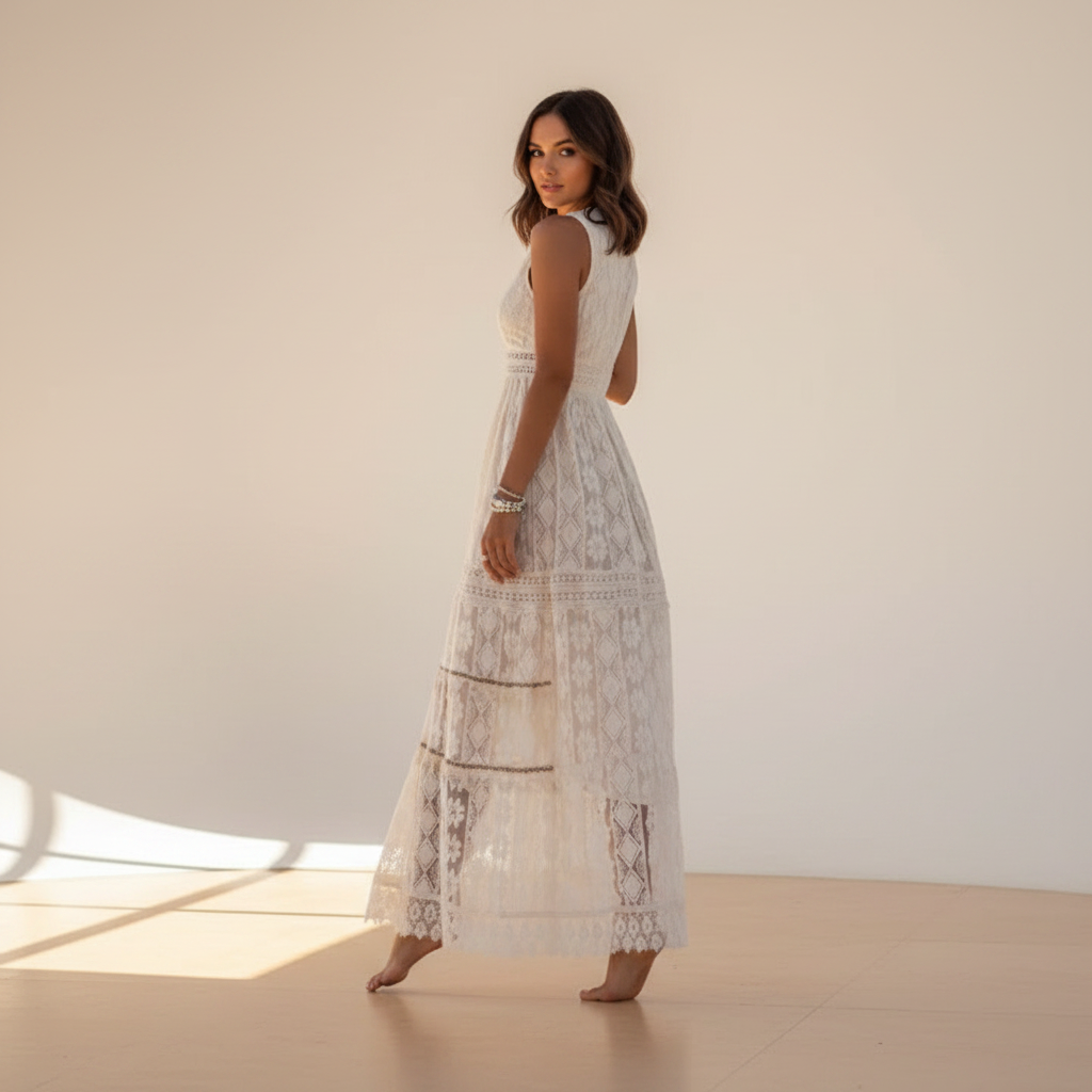 Barbarra - Vestido Elegante de Cintura Alta