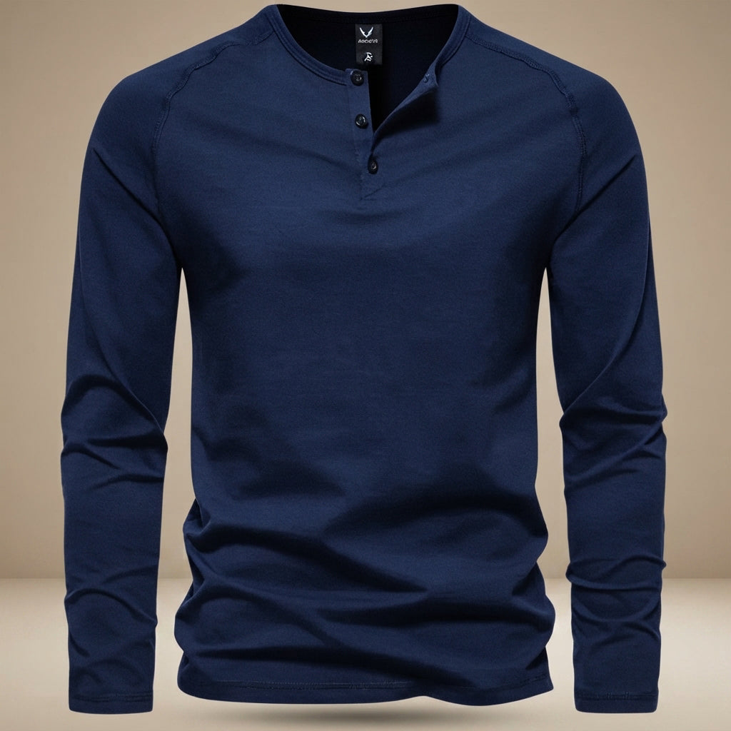 Keyhan - Camiseta Henley de Estilo Clásico
