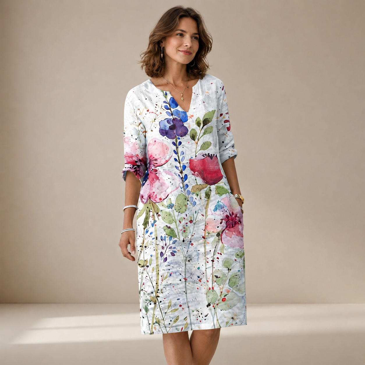 Ninna - Vestido Elegante y Fluido con Cuello en V