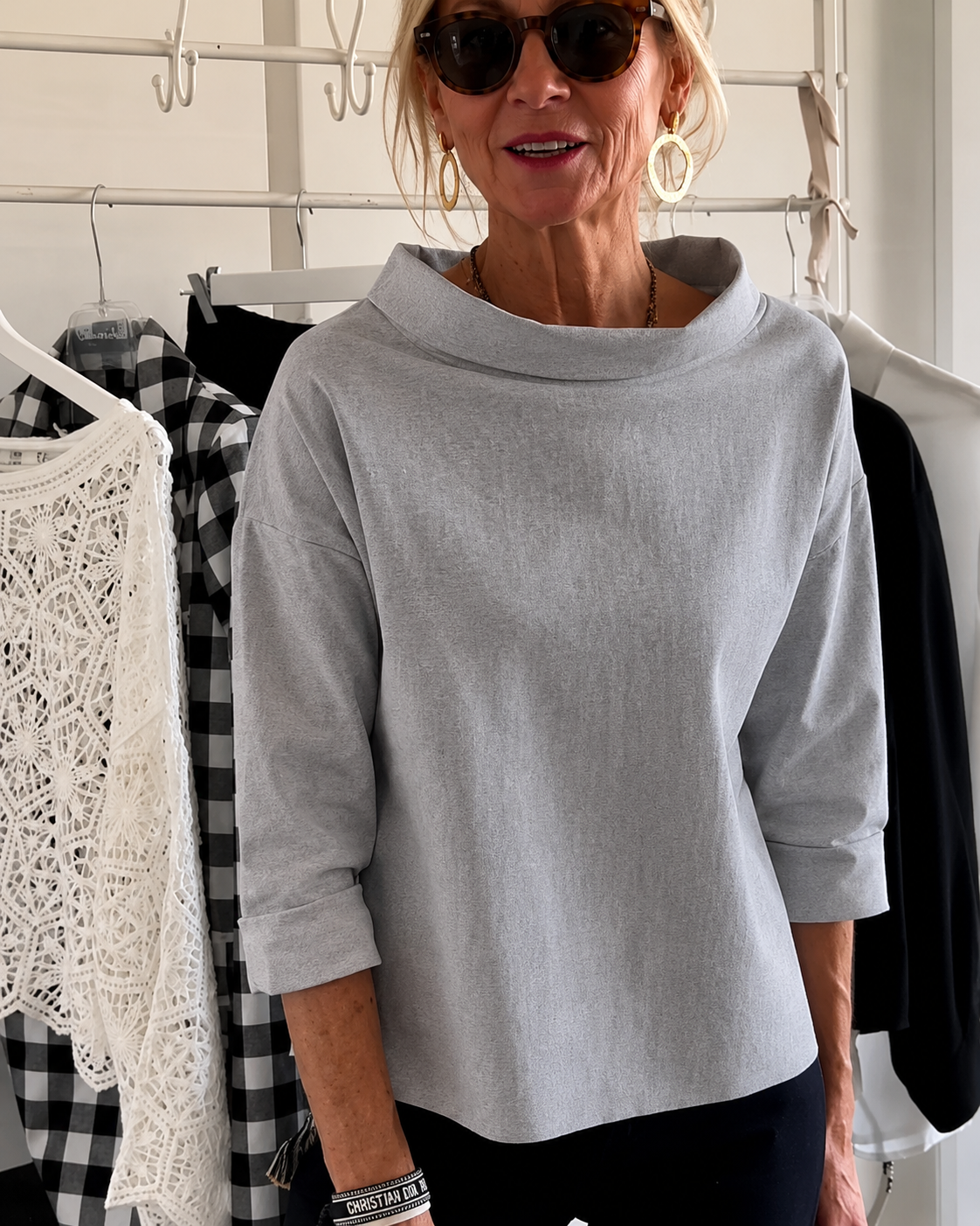 Elone - Blusa Suelta Elegante con Cuello
