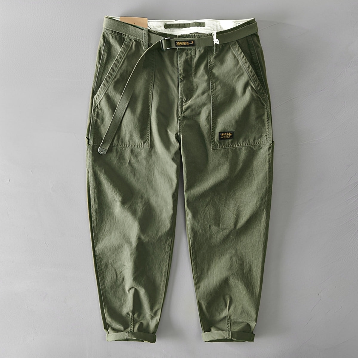 Jeoffrey - Pantalones Casuales con Cinturón y Corte Suelto