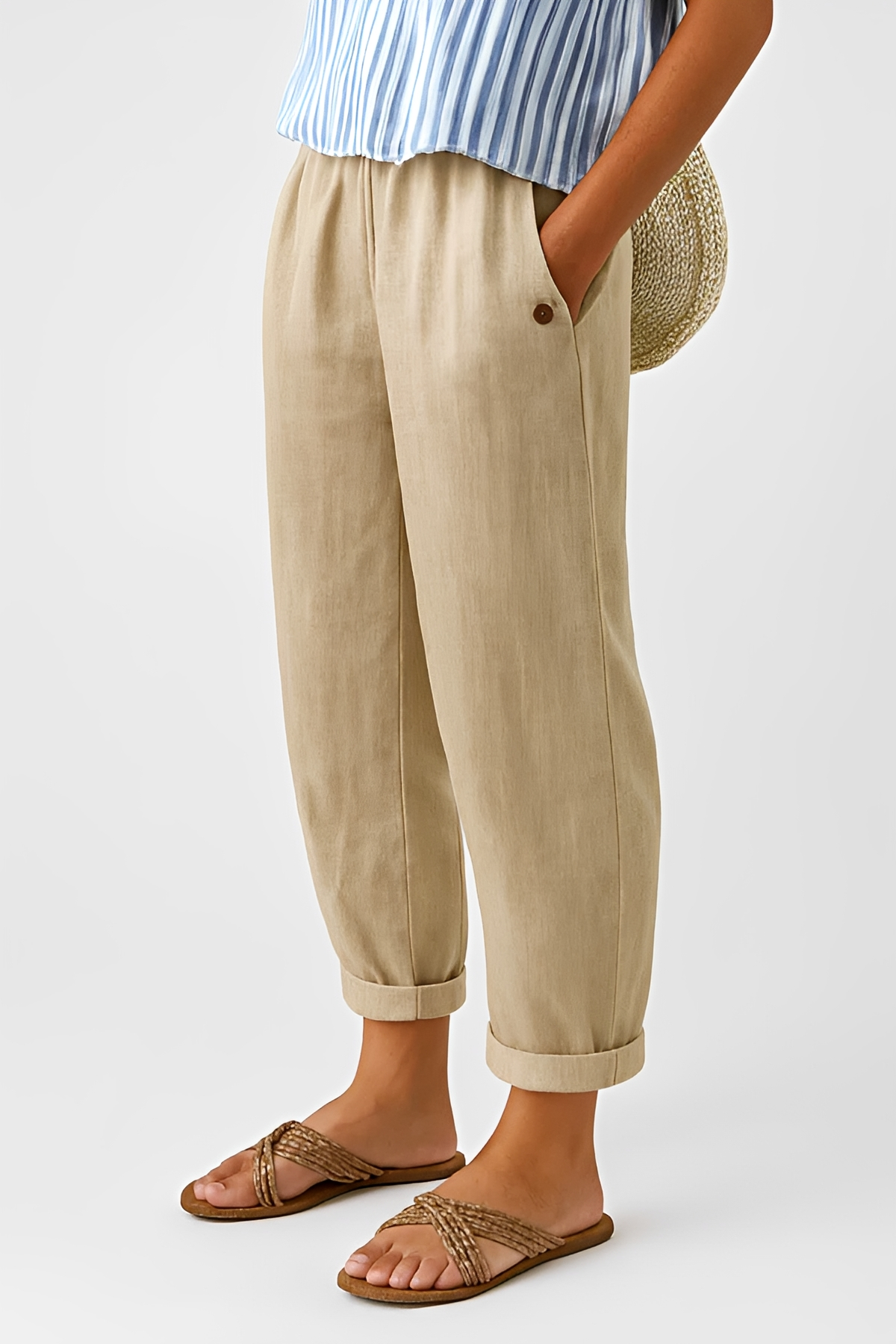 Yunie - Pantalones Casuales con Cintura Elástica