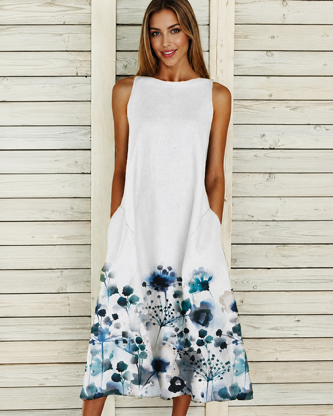 Denique - Vestido Vintage Flowy de Largo Medio