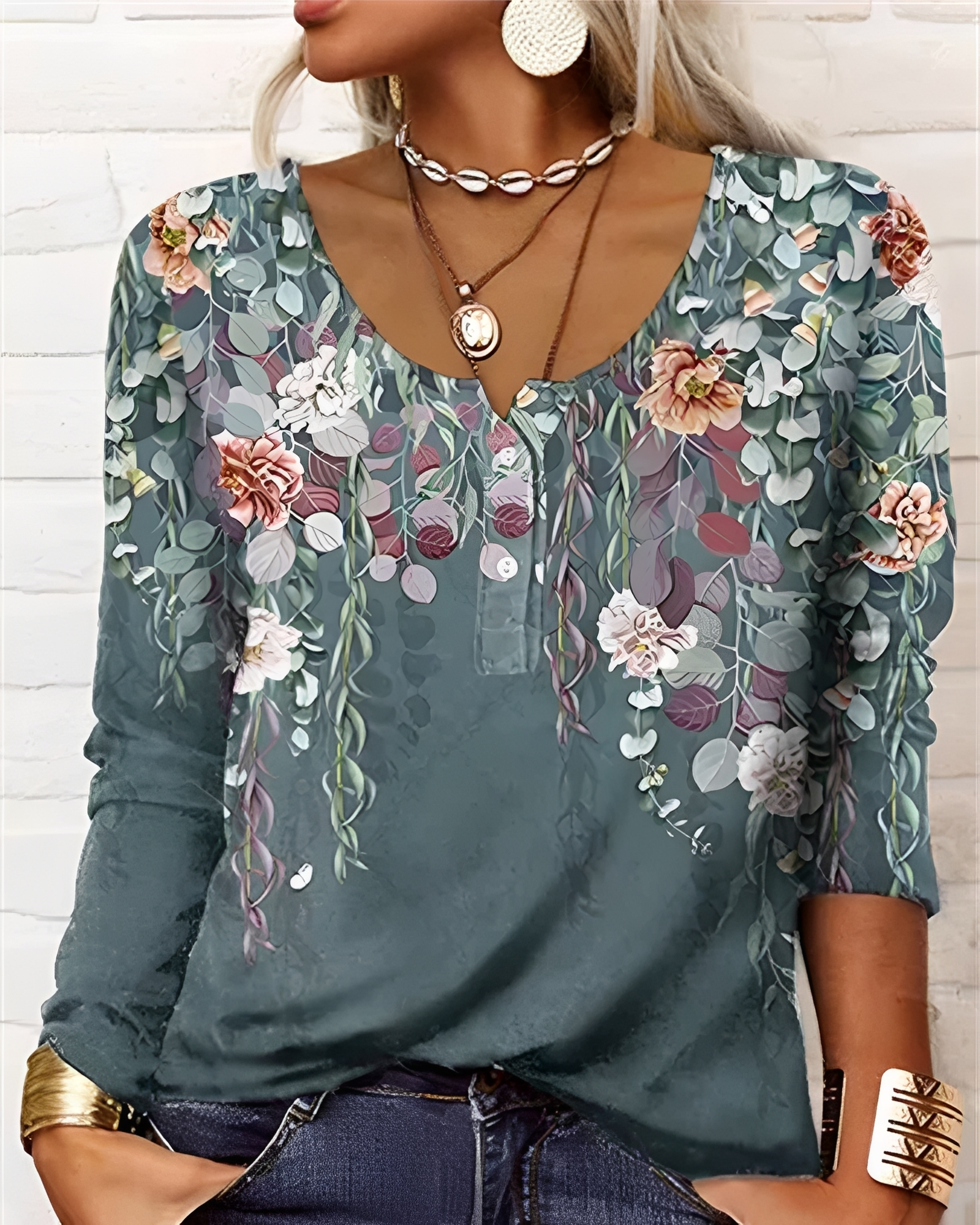 Alejandra - Blusa Estilosa con Medio Botón