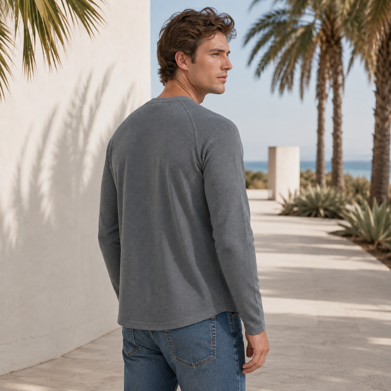 Teifion - Camisa Henley Clásica de Waffle
