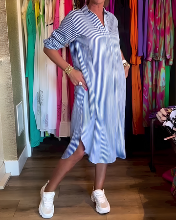 Célia - Vestido Cómodo con Cuello y Cuello en V