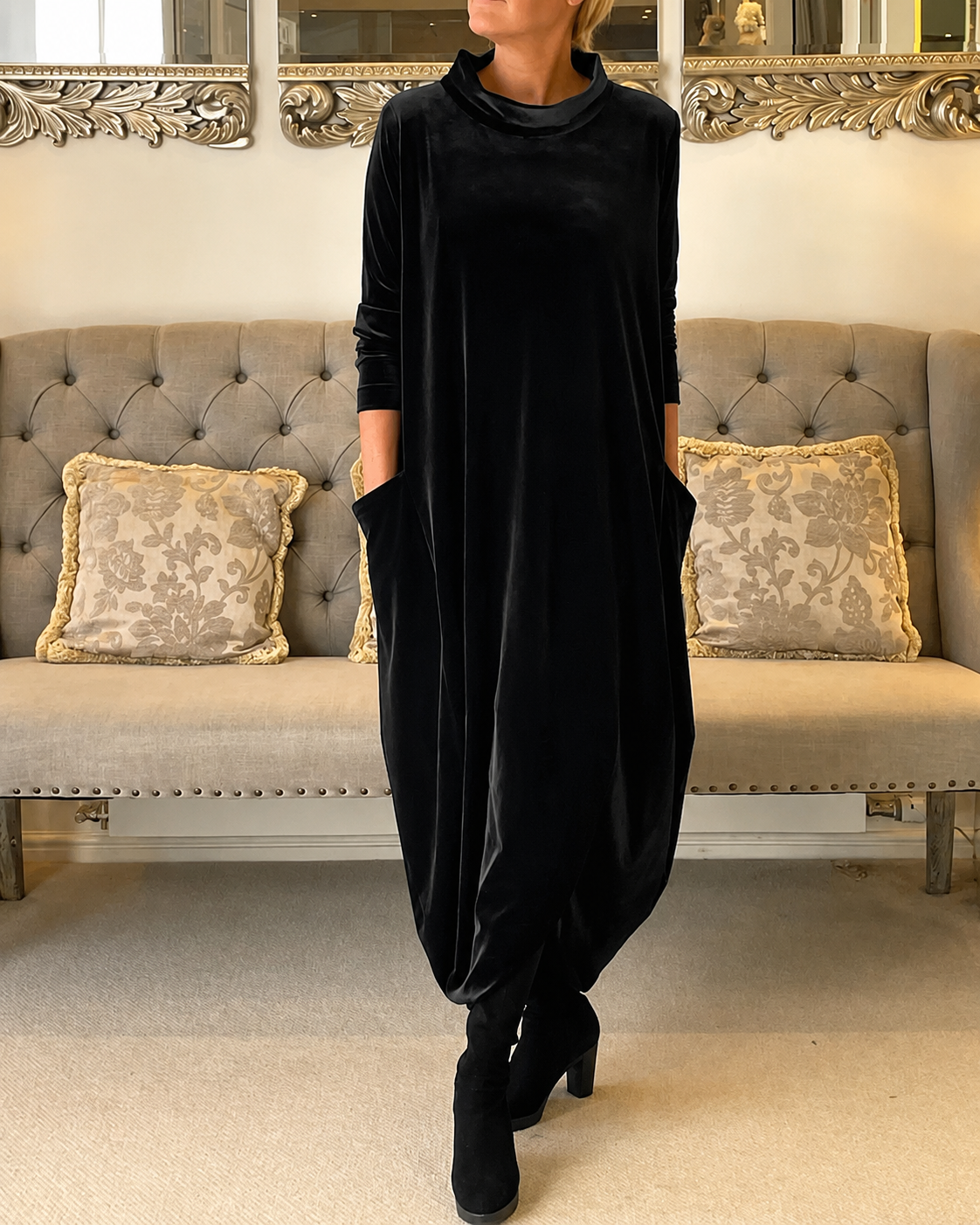 Zalinia - Elegante Vestido con Cuello Redondo