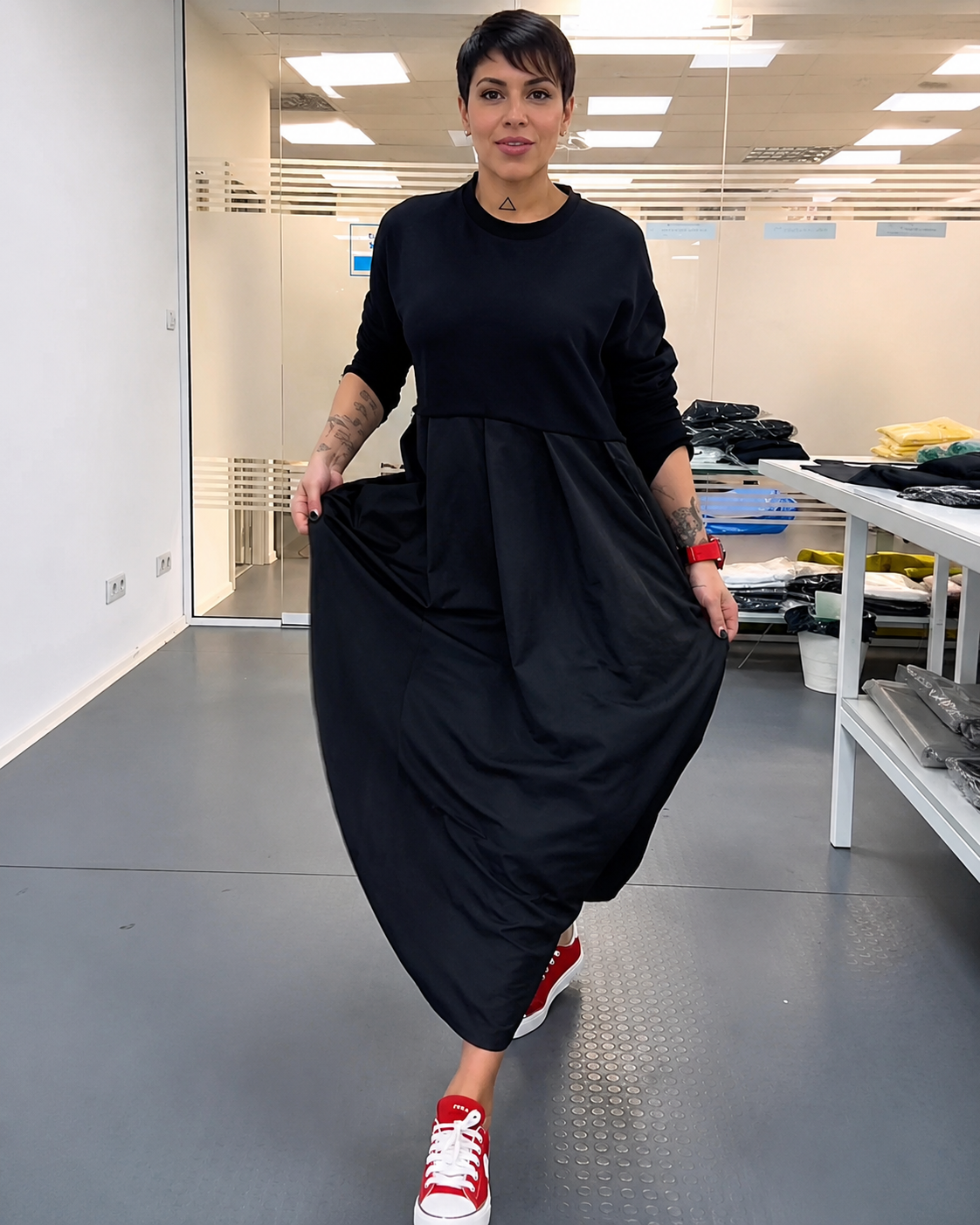 Imelda - Vestido con Cuello Redondo Casual