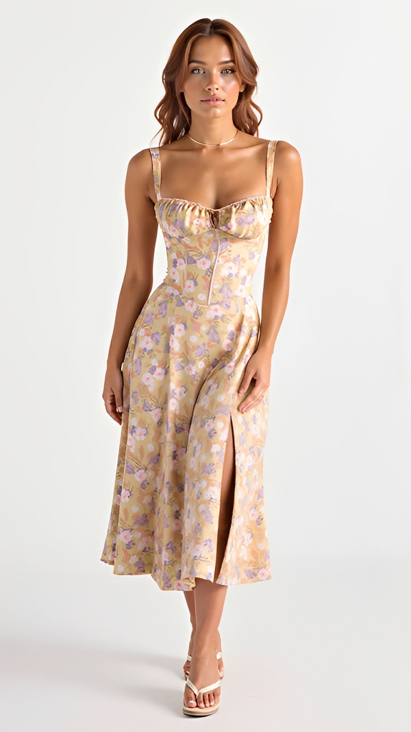 Kiana - Vestido Midi Elegante y Chic con Abertura