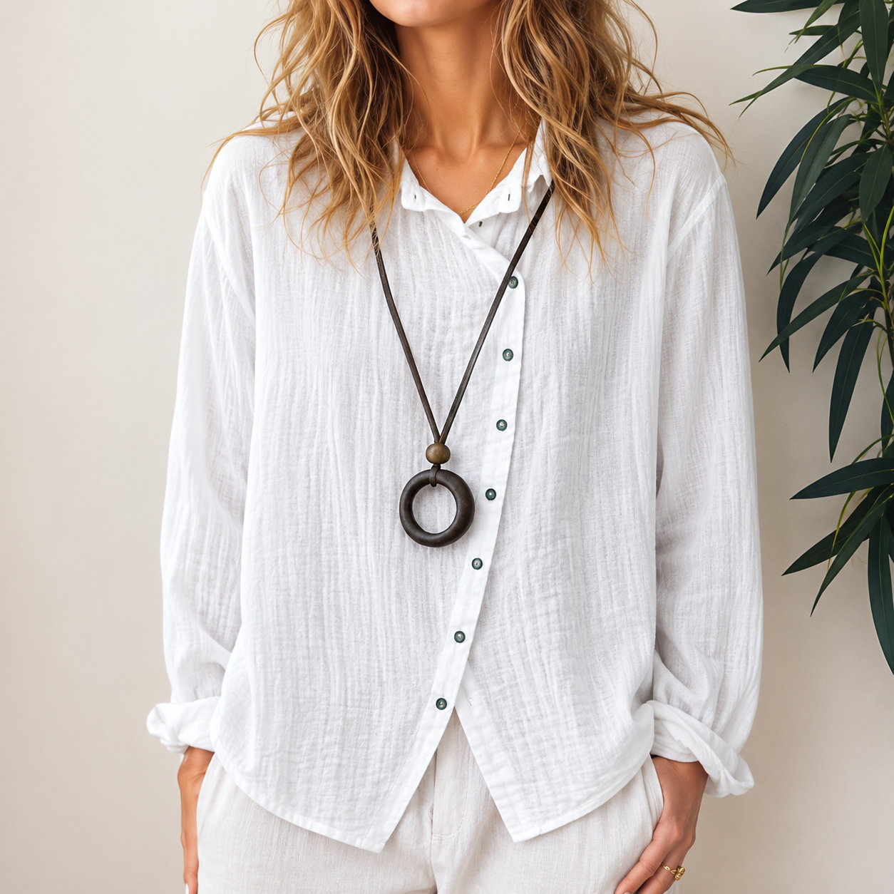 Razieh - Blusa Casual con Botones