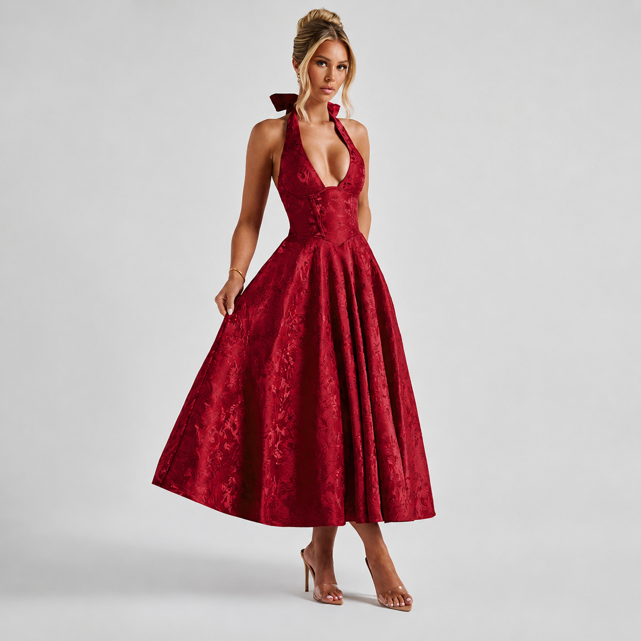 Dahlia - Vestido Elegante sin Mangas con Cuello en V y Halter