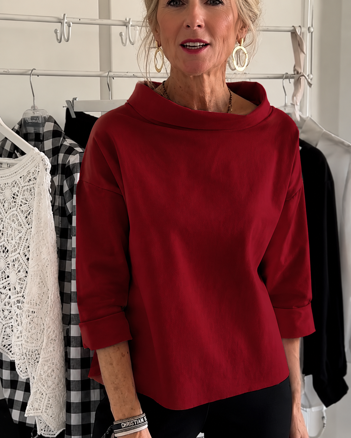 Elone - Blusa Suelta Elegante con Cuello
