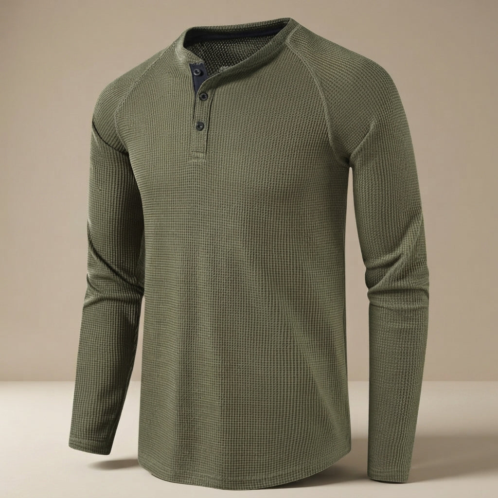 Teifion - Camisa Henley Clásica de Waffle