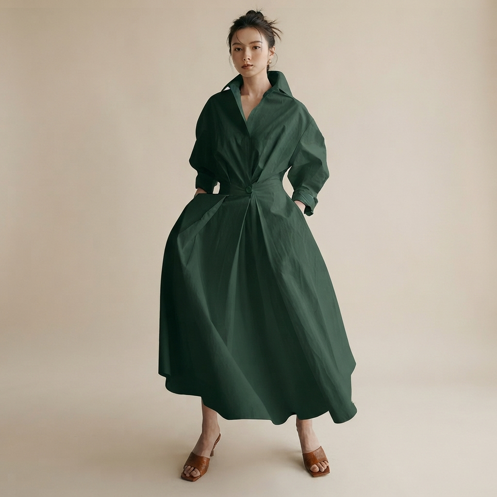 Laverne - Vestido Midi Elegante de Corte Suelto