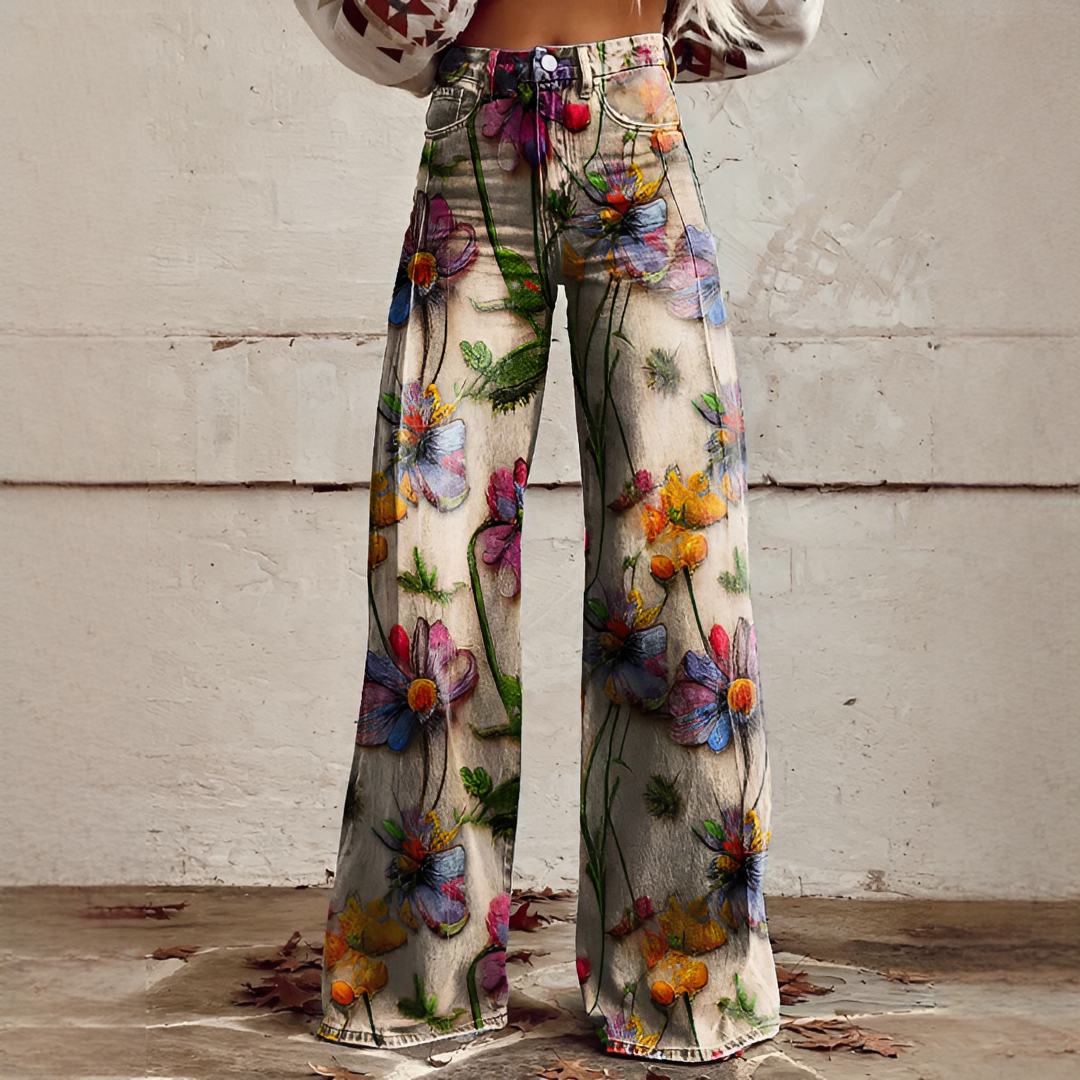 Shelley - Jeans Casuales de Pierna Ancha Estampados
