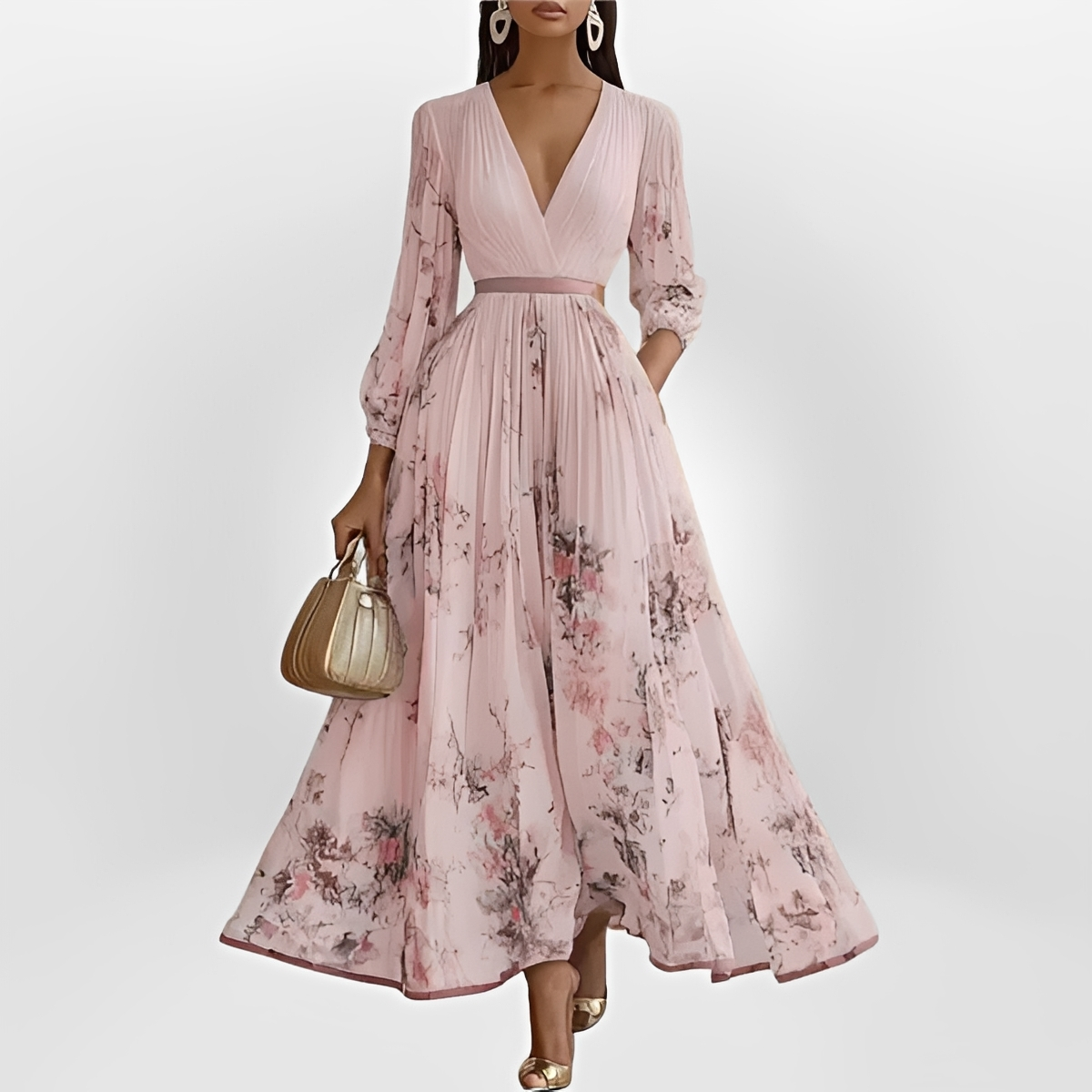 Klarise - Vestido Elegante de Cuello en V Cruzado