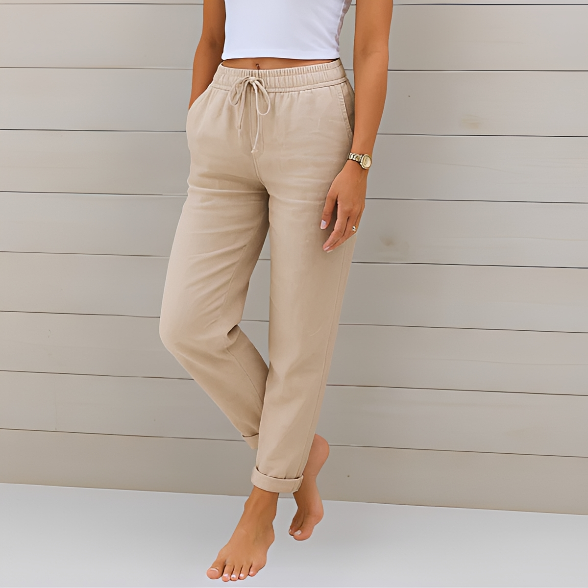 Audrey - Pantalones Casuales con Cordón