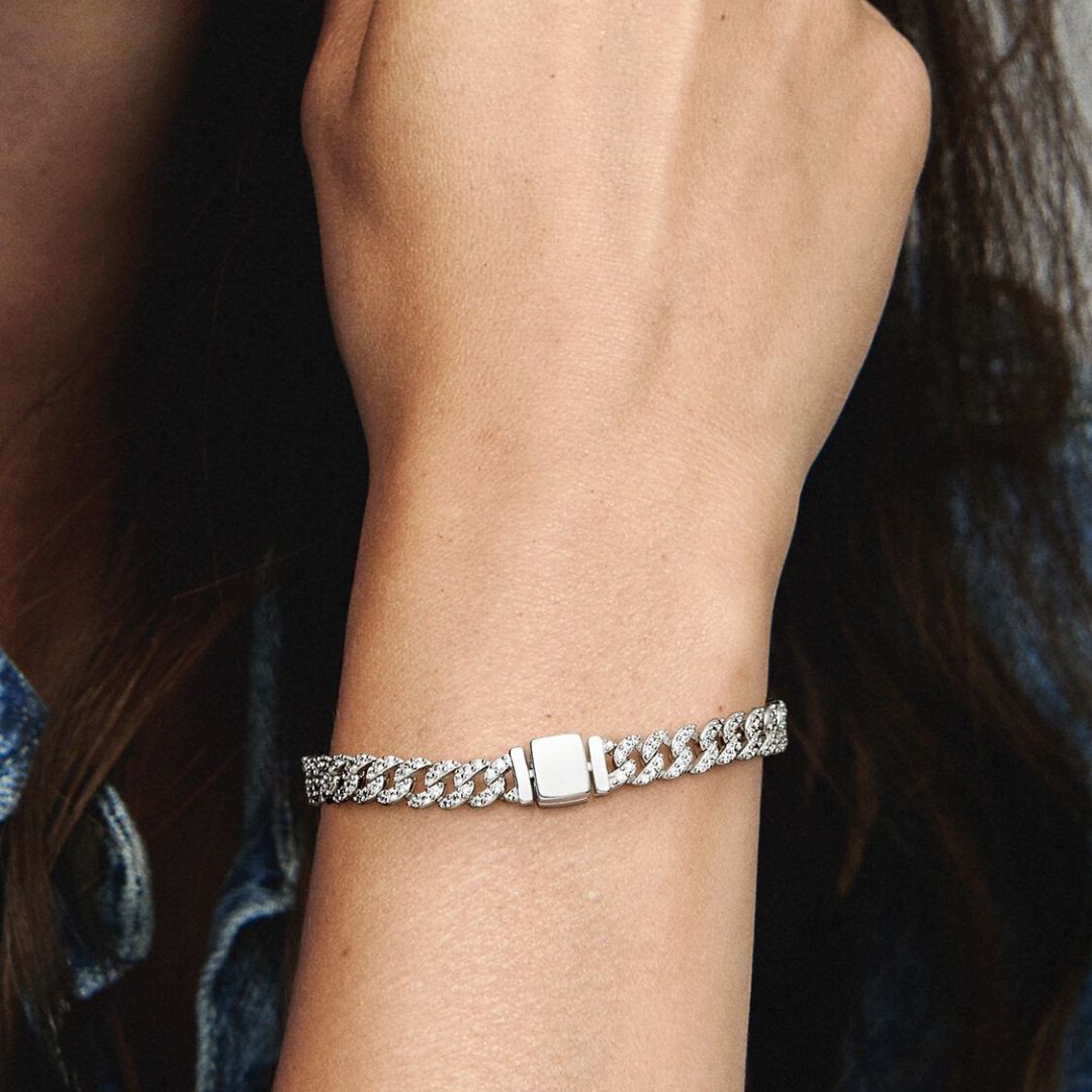 Soraya – Pulsera cadena cubana de moissanita oro 18K