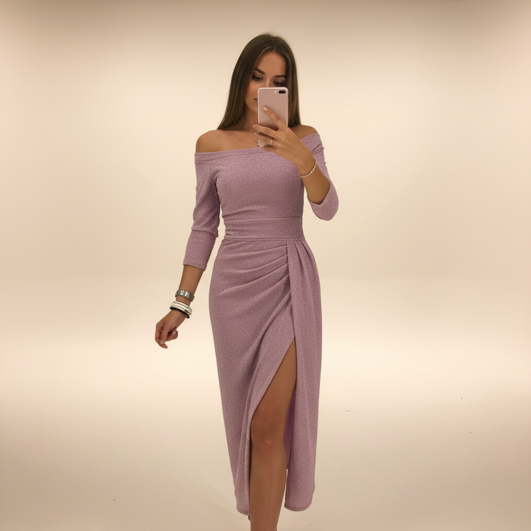 Christy - Vestido Midi Elegante con Hombros Descubiertos