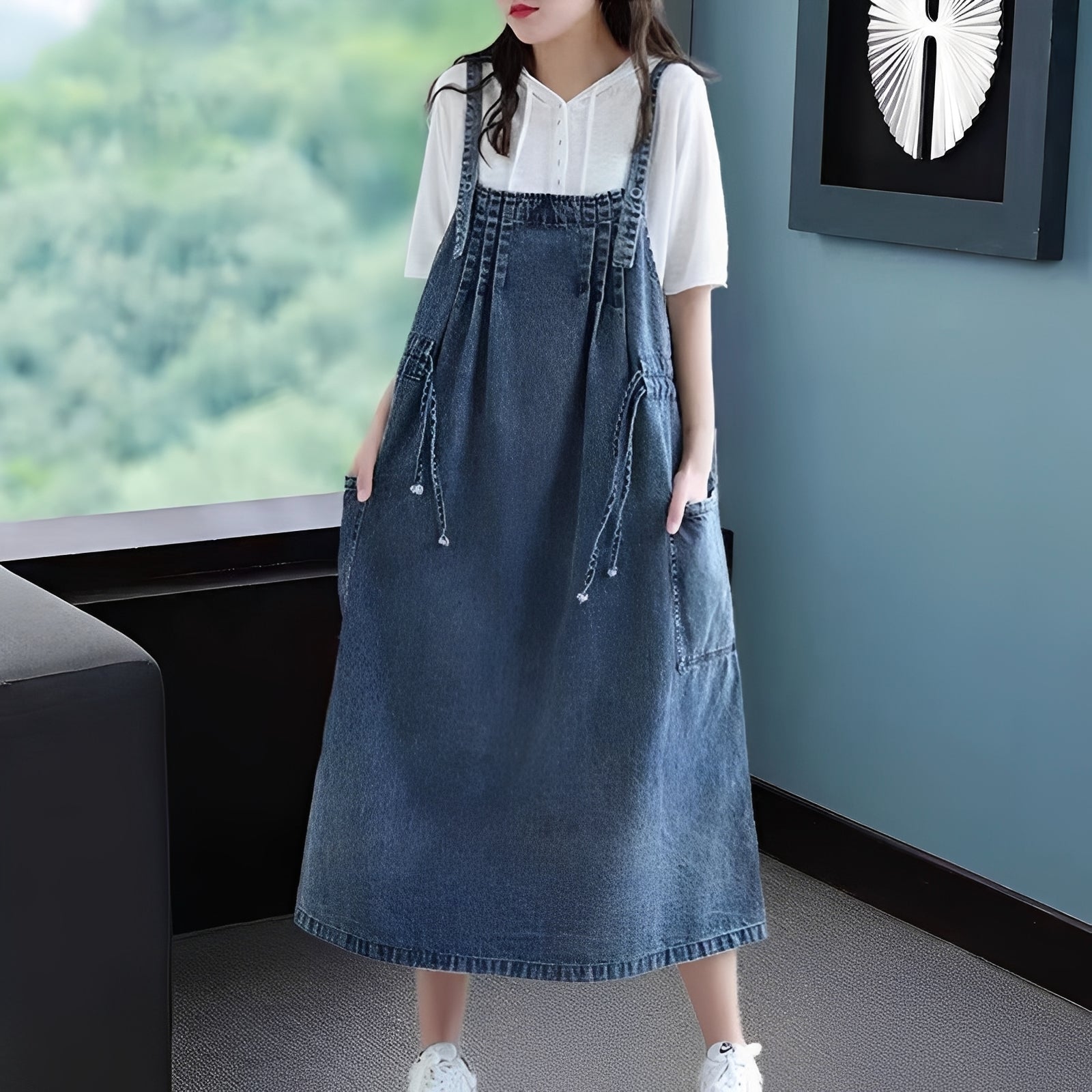 Antonia - Elegante vestido de mezclilla de talla grande con bolsillos para mujeres