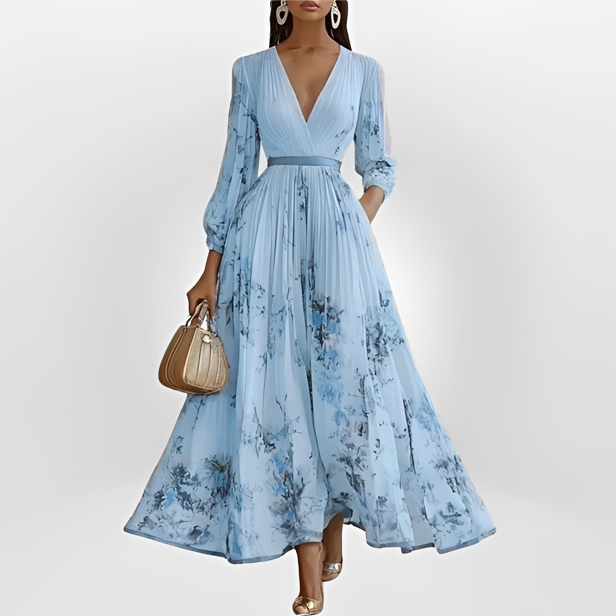 Klarise - Vestido Elegante de Cuello en V Cruzado