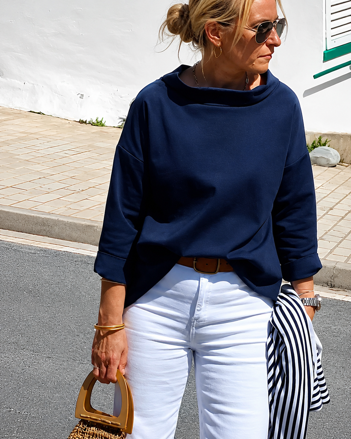 Elone - Blusa Suelta Elegante con Cuello