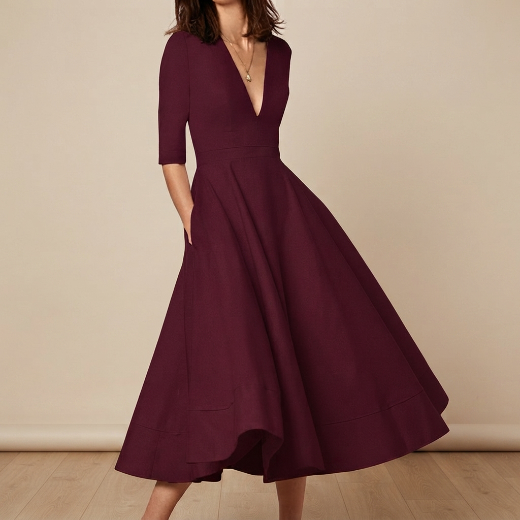 Debbie - Vestido Elegante con Cuello en V