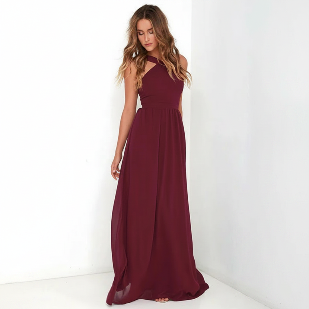Suzanne - Vestido Maxi Estiloso con Cuello Cruzado