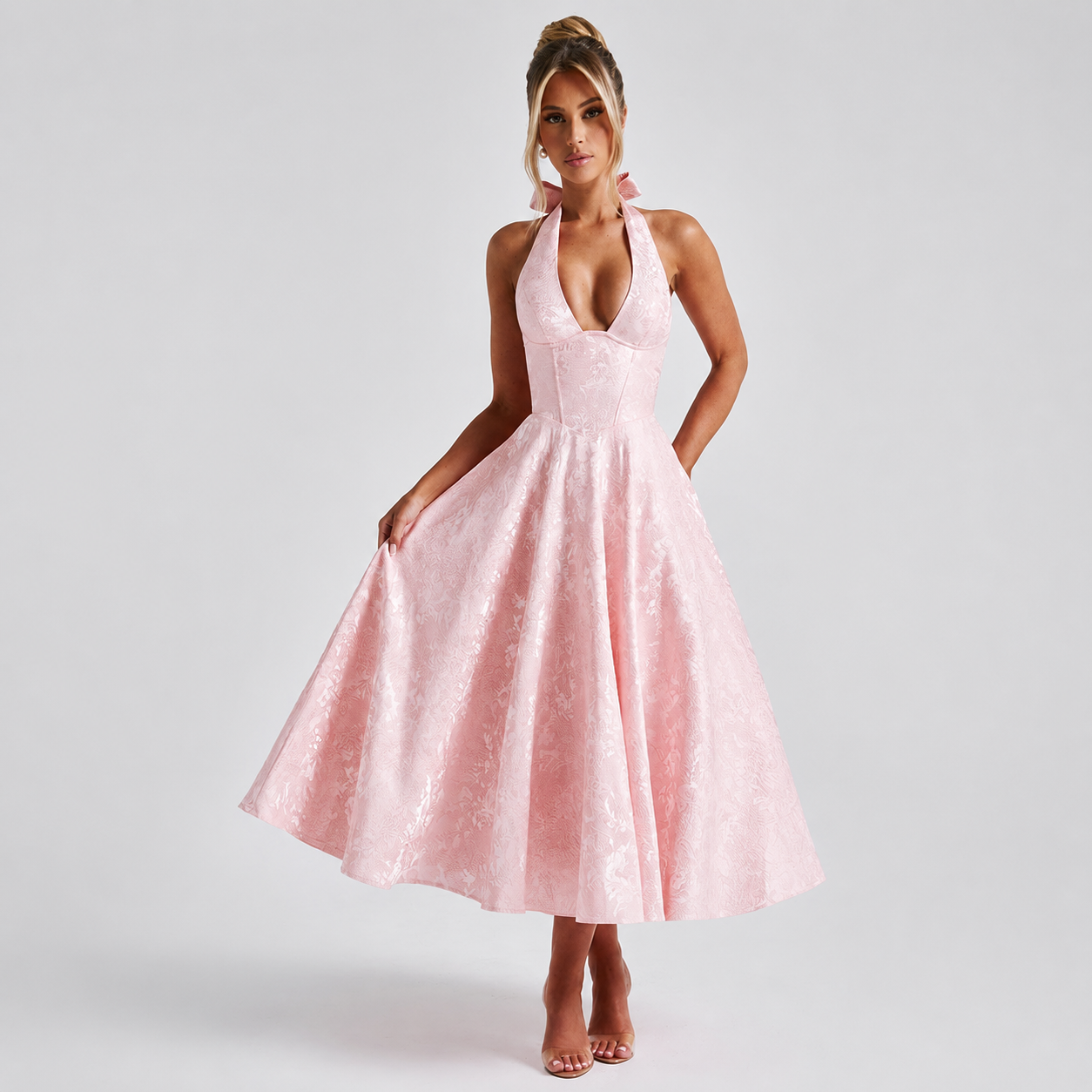 Dahlia - Vestido Elegante sin Mangas con Cuello en V y Halter