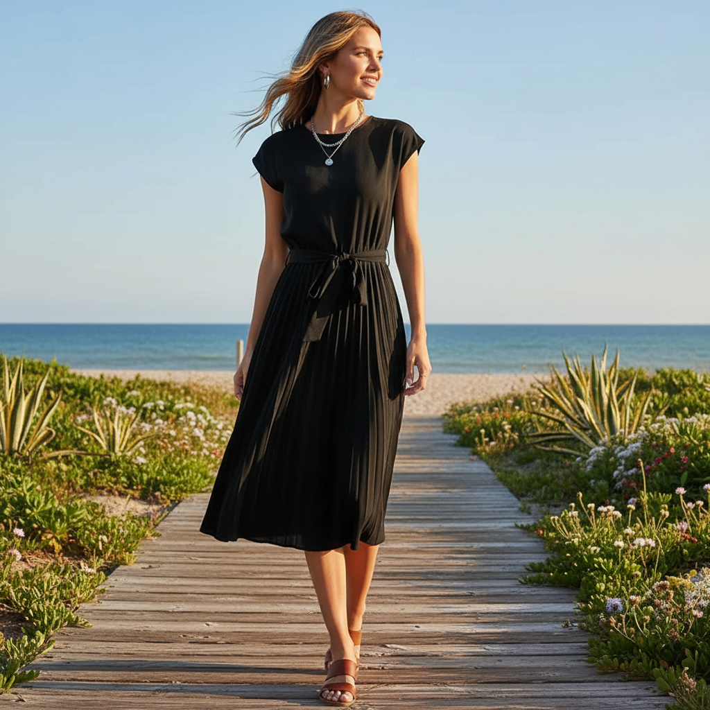 Jelica - Vestido Midi Sofisticado con Pliegues