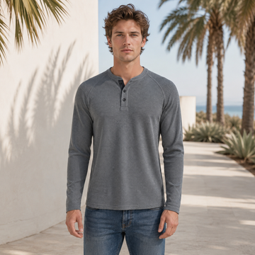 Teifion - Camisa Henley Clásica de Waffle