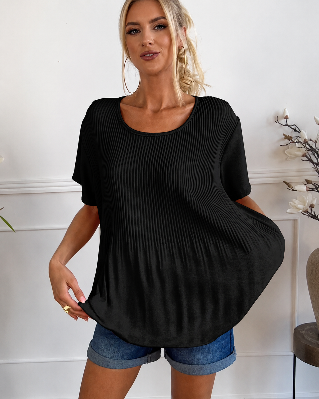 Rainelda - Blusa Plisada Elegante