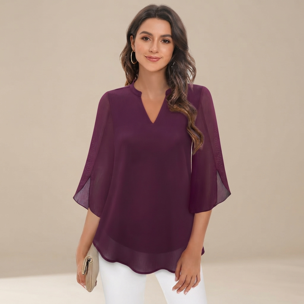 Arsine - Blusa Elegante de Corte Suelto con Cuello en V
