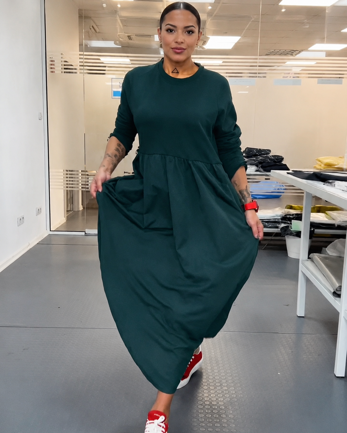 Imelda - Vestido con Cuello Redondo Casual